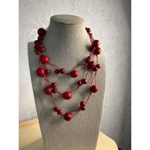 Tagua Necklace Red Organic Tagua Nut Jewelry - Picture 1 of 5